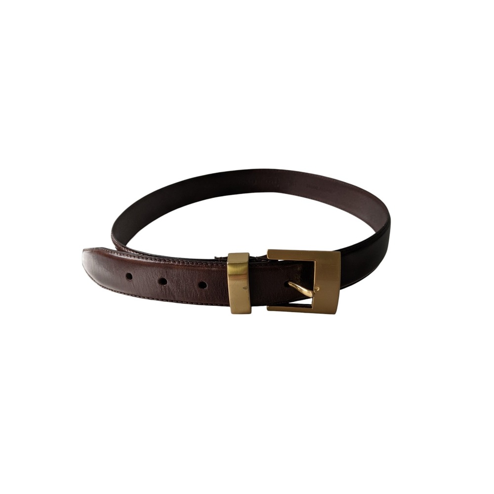 Fossil Womens Dark Brown Genuine Leather Belt Gold Buckle‎ Medium B17897